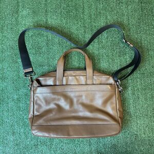 COACH Hamilton Brown Pebbled Leather Laptop Briefcase Bag